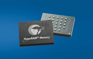 Pictured is a Cypress HyperRAM memory based on the low-pin-count HyperBus interface. The device serves as an expanded scratchpad memory for rendering of high-resolution graphics or calculations of data-intensive firmware algorithms in a wide array of automotive, industrial and consumer applications. (PRNewsFoto/Cypress Semiconductor Corp.)