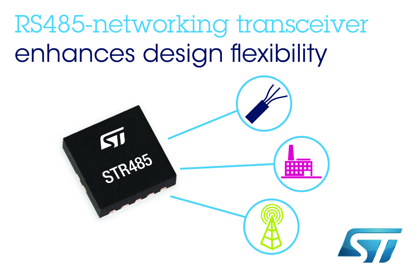 Сеть RS 485. STMICROELECTRONICS. Transceiver in networking. Supporting multiple devices with a Single Transceiver.