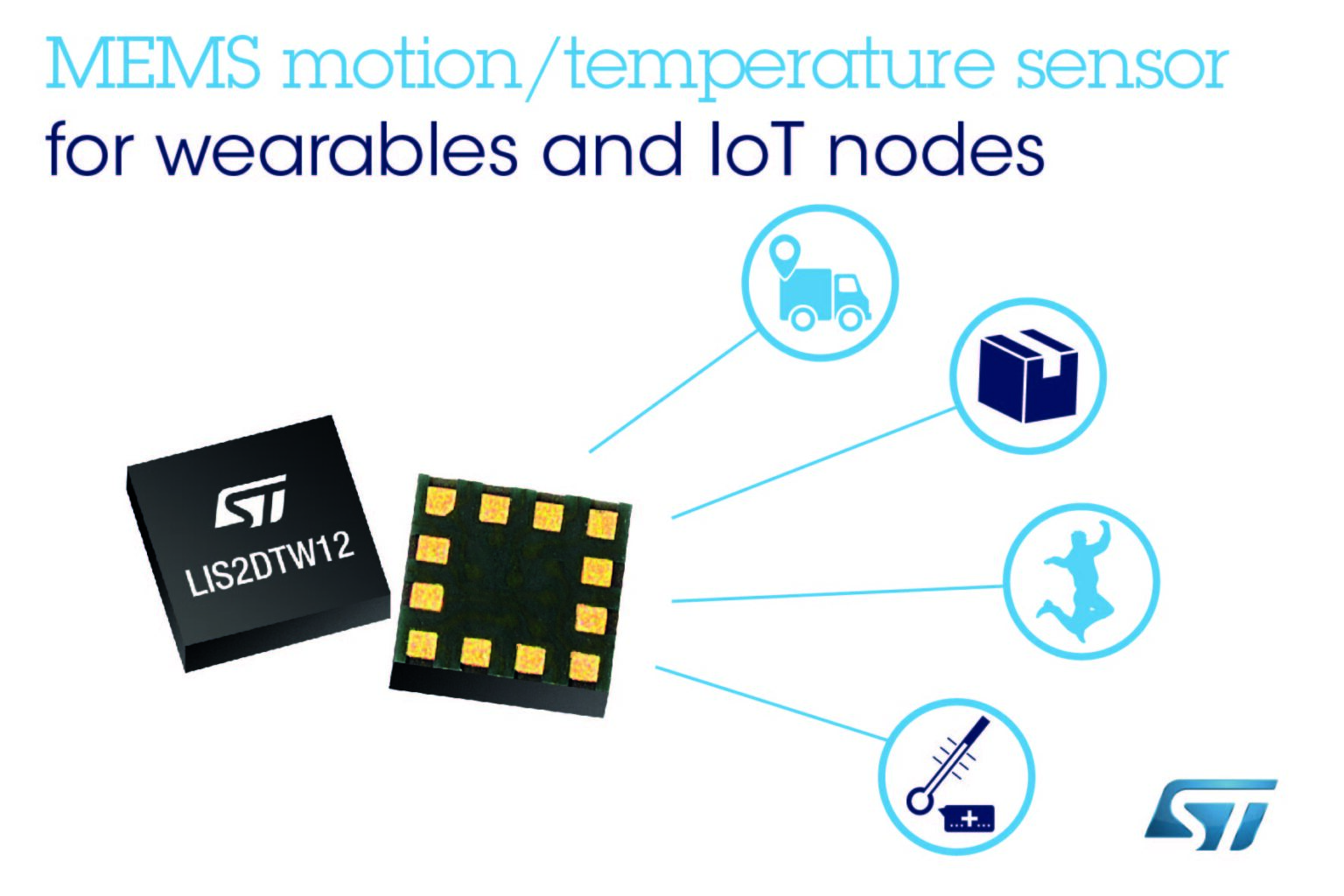 LIS2DTW12 MEMS chip combines accelerometer with temperature sensor
