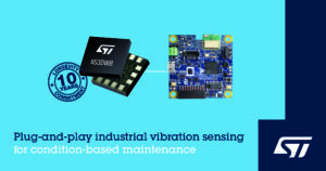 ST’s IIS3DWB vibration sensor and supporting STEVAL-STWINKT1 multi-sensor evaluation kit accelerate development of condition-monitoring systems